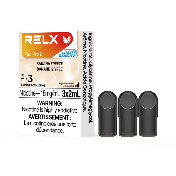 RELX Pod Pro 2 Dessert 18mg ml Banana Freeze relx-vape-pod-pro-2-3-pod-pack-18mg-ml-relx-canada-dessert-18mg-ml-banana-freeze-34793487630475