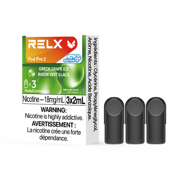 RELX Pod Pro 2 Fruit 18mg ml Green Grape Ice relx-vape-pod-pro-2-3-pod-pack-18mg-ml-relx-canada-fruit-18mg-ml-green-grape-ice-34793487696011