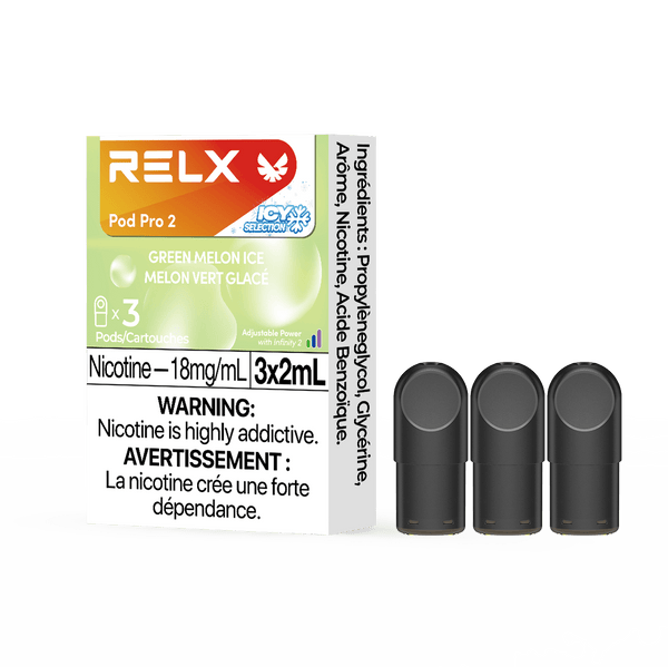 RELX Pod Pro 2 Fruit 18mg ml Green Melon Ice relx-vape-pod-pro-2-3-pod-pack-18mg-ml-relx-canada-fruit-18mg-ml-green-melon-ice-34728012513419