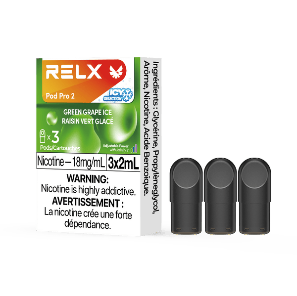 RELX Pod Pro 2 Fruit 18mg ml Green Grape Ice relx-vape-pod-pro-2-3-pod-pack-18mg-ml-relx-canada-fruit-18mg-ml-green-grape-ice-34793487696011
